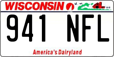 WI license plate 941NFL