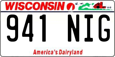 WI license plate 941NIG