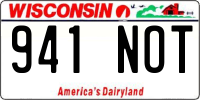 WI license plate 941NOT