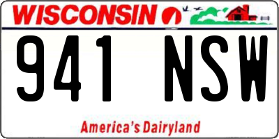 WI license plate 941NSW