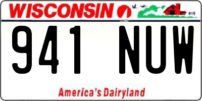 WI license plate 941NUW