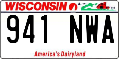 WI license plate 941NWA
