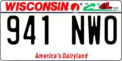 WI license plate 941NWO