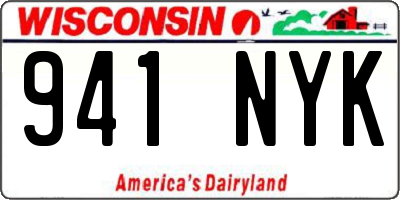 WI license plate 941NYK