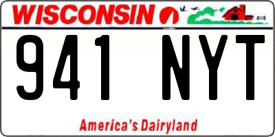 WI license plate 941NYT