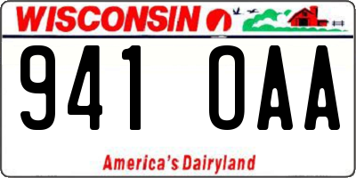 WI license plate 941OAA