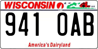 WI license plate 941OAB