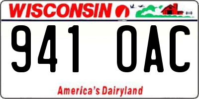 WI license plate 941OAC