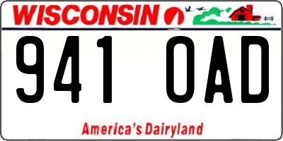 WI license plate 941OAD