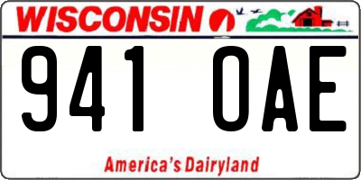 WI license plate 941OAE