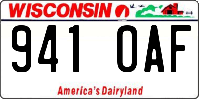 WI license plate 941OAF