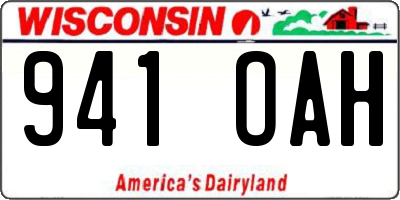 WI license plate 941OAH