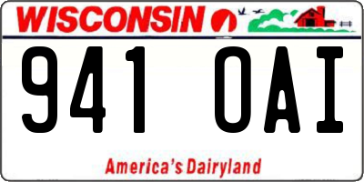WI license plate 941OAI