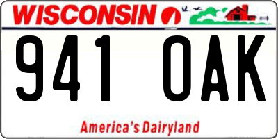 WI license plate 941OAK