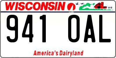 WI license plate 941OAL