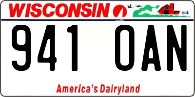 WI license plate 941OAN