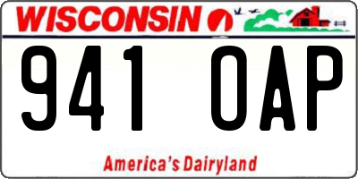 WI license plate 941OAP