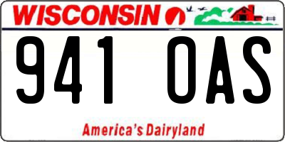 WI license plate 941OAS