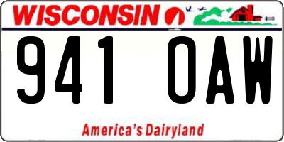 WI license plate 941OAW