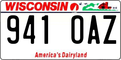 WI license plate 941OAZ