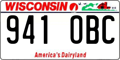 WI license plate 941OBC