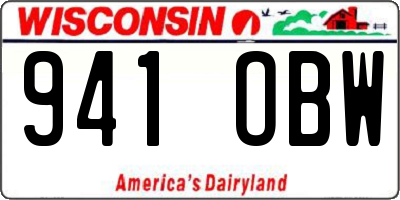 WI license plate 941OBW