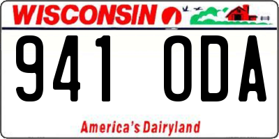WI license plate 941ODA