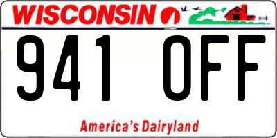 WI license plate 941OFF