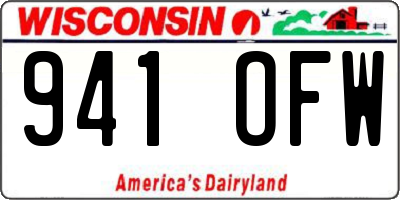 WI license plate 941OFW