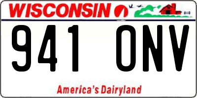 WI license plate 941ONV