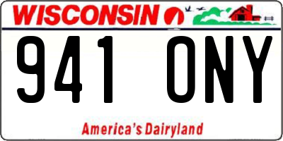 WI license plate 941ONY