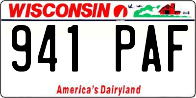 WI license plate 941PAF