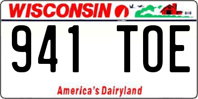 WI license plate 941TOE