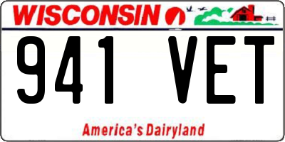 WI license plate 941VET
