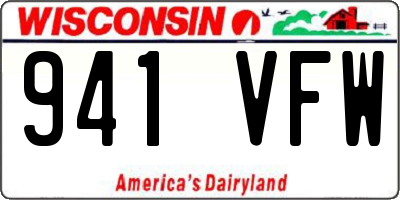 WI license plate 941VFW