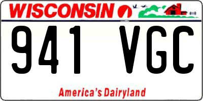WI license plate 941VGC