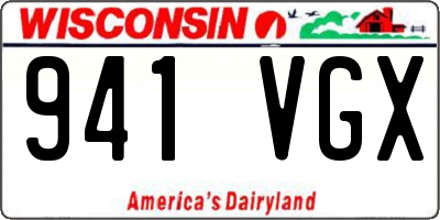 WI license plate 941VGX