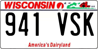 WI license plate 941VSK