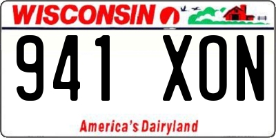 WI license plate 941XON