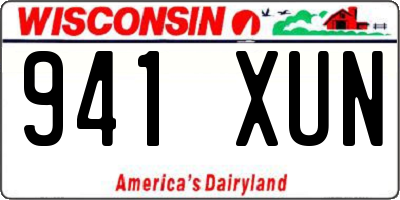 WI license plate 941XUN