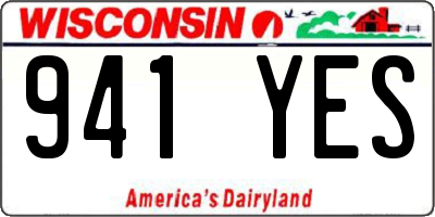 WI license plate 941YES