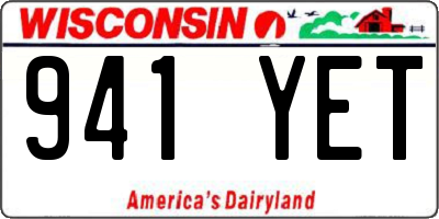 WI license plate 941YET