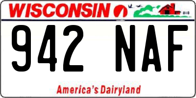 WI license plate 942NAF