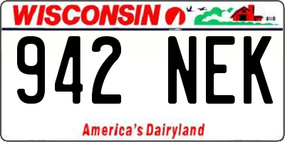 WI license plate 942NEK