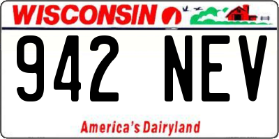 WI license plate 942NEV