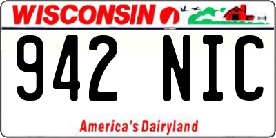 WI license plate 942NIC