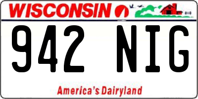 WI license plate 942NIG