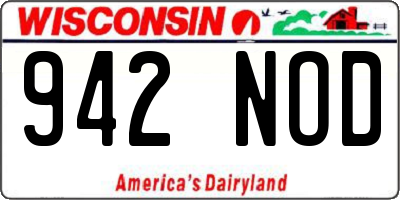 WI license plate 942NOD