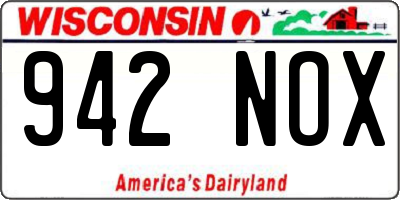 WI license plate 942NOX