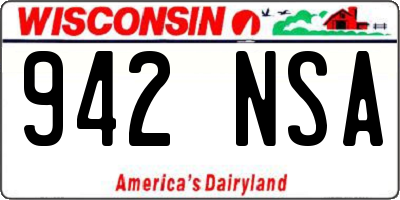 WI license plate 942NSA